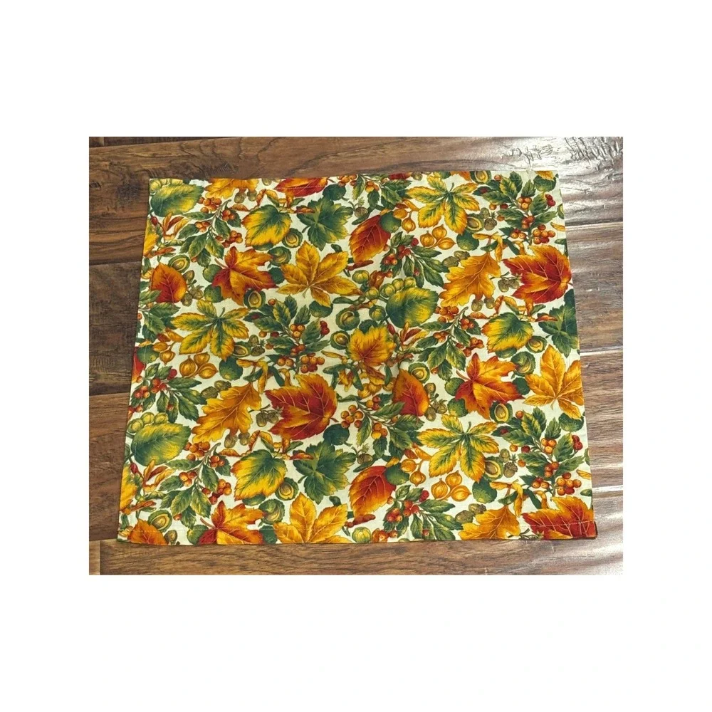 Vintage Handmade Fall Harvest Cloth Napkins Set of 6 Autumn Leaves Cotton